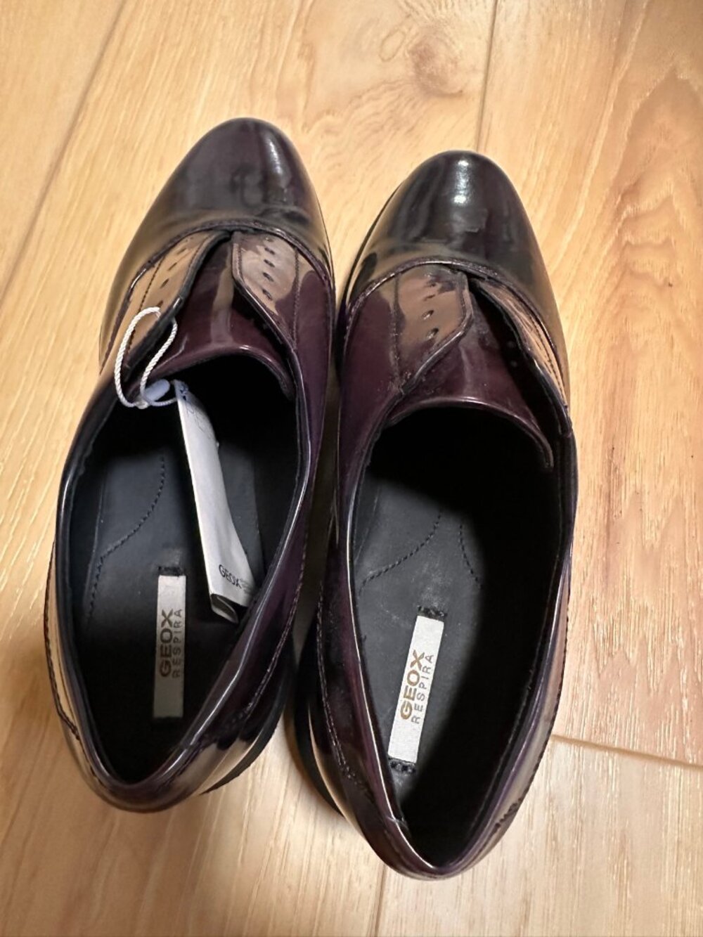 Geox Respira Burgundy Patent Leather Laceless Oxfords EU 35 US 5 New With Tags
